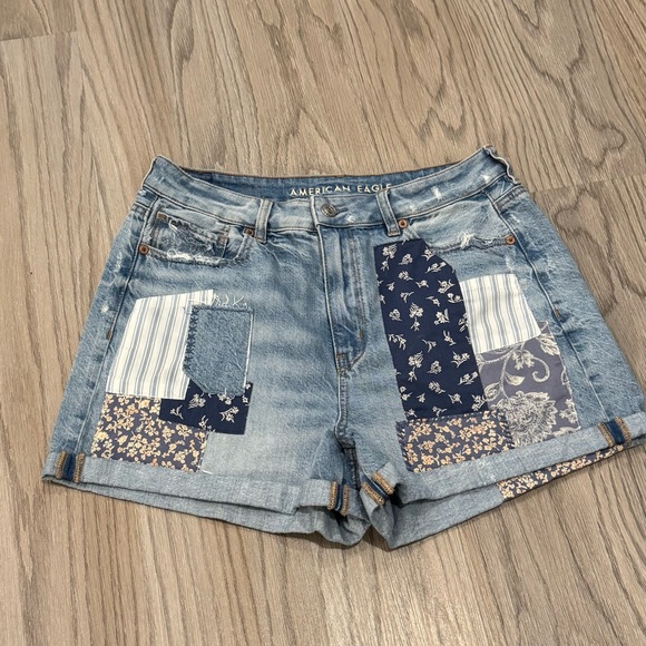 American Eagle Outfitters Pants - American Eagle Mom Short Patchwork Women's 10 Blue Jean Shorts